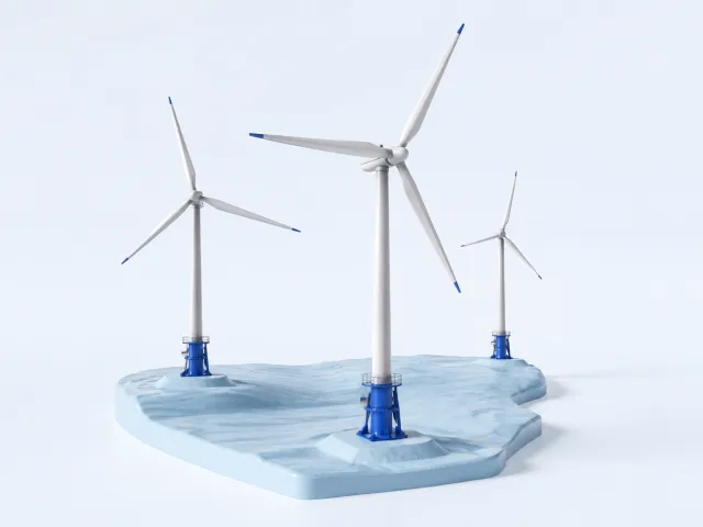 Offshore wind turbines.